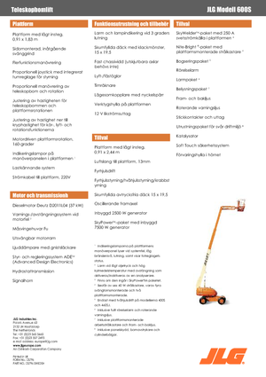 व्हील्ड टेलीस्कोपिक बूम लिफ्ट JLG 600S