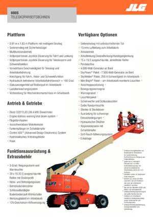 व्हील्ड टेलीस्कोपिक बूम लिफ्ट JLG 600S