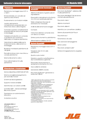 व्हील्ड टेलीस्कोपिक बूम लिफ्ट JLG 600S