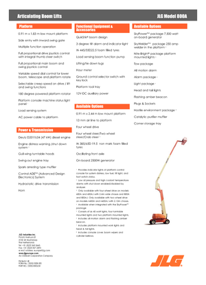 व्हील्ड आर्टिकुलेटिंग बूम लिफ्ट JLG 800A