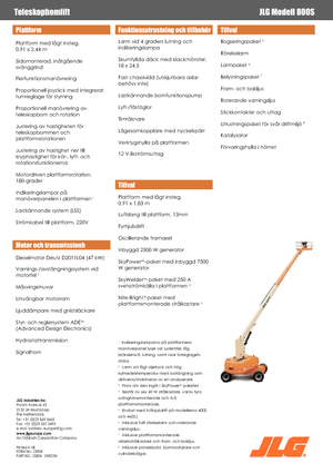 व्हील्ड टेलीस्कोपिक बूम लिफ्ट JLG 800S