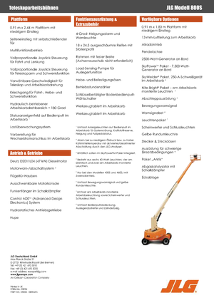 व्हील्ड टेलीस्कोपिक बूम लिफ्ट JLG 800S