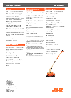 व्हील्ड टेलीस्कोपिक बूम लिफ्ट JLG 800S