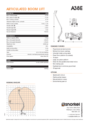 व्हील्ड आर्टिकुलेटिंग बूम लिफ्ट Snorkel AB 50J