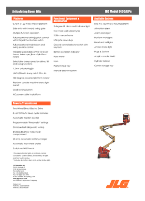 व्हील्ड आर्टिकुलेटिंग बूम लिफ्ट JLG E400AJPN
