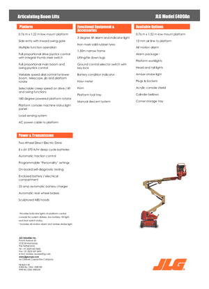 व्हील्ड आर्टिकुलेटिंग बूम लिफ्ट JLG E400AN