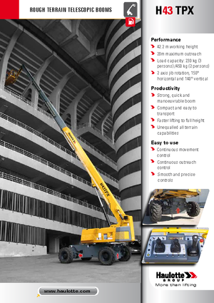 व्हील्ड टेलीस्कोपिक बूम लिफ्ट Haulotte H 43 TPX