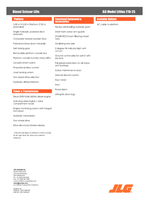 व्हील्ड सिज़र लिफ्ट JLG Liftlux 210-25