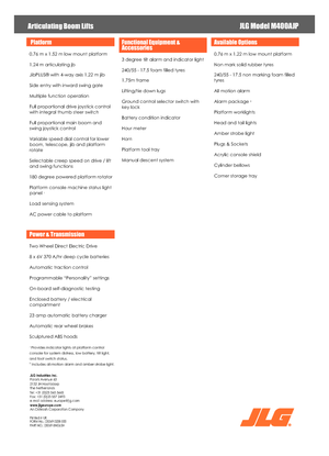 व्हील्ड आर्टिकुलेटिंग बूम लिफ्ट JLG M400AJP
