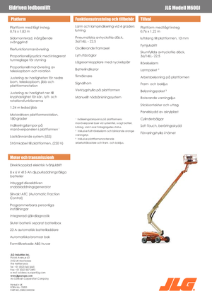व्हील्ड टेलीस्कोपिक बूम लिफ्ट JLG M600JA