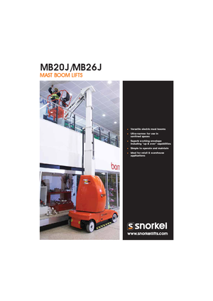 सिंगल वर्टिकल मास्ट बूम लिफ्ट Snorkel MB26J