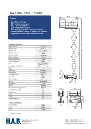 व्हील्ड सिज़र लिफ्ट HAB S 125-12 E 2WD