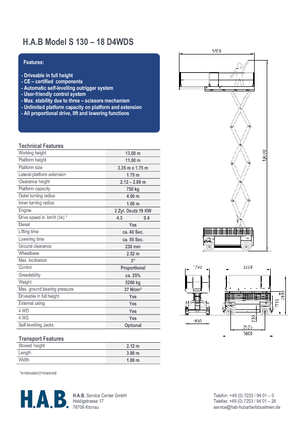व्हील्ड सिज़र लिफ्ट HAB S 130-18 D 4WD S