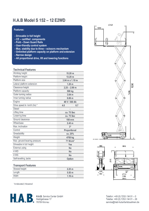 व्हील्ड सिज़र लिफ्ट HAB S 152-12 E 2WD S