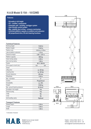 व्हील्ड सिज़र लिफ्ट HAB S 154-18 E 2WD