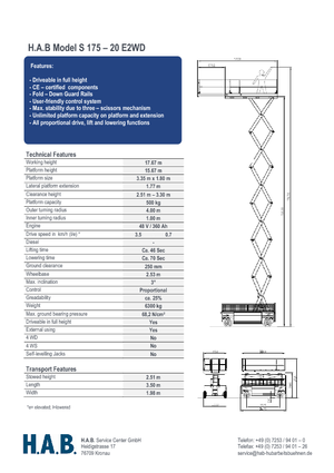 व्हील्ड सिज़र लिफ्ट HAB S 175-20 E 2WD