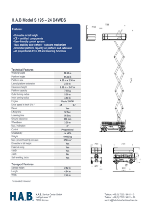 व्हील्ड सिज़र लिफ्ट HAB S 195-24 D 4WD S