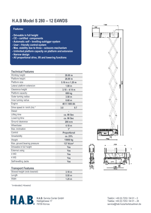 व्हील्ड सिज़र लिफ्ट HAB S 280-12 E 4WD S