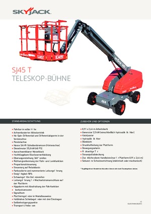 व्हील्ड टेलीस्कोपिक बूम लिफ्ट Skyjack SJ 45 T