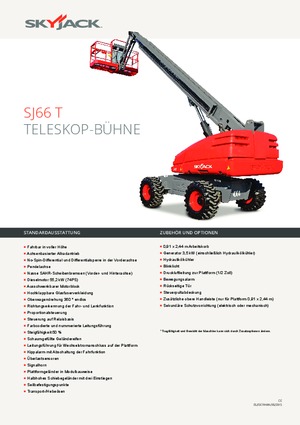 व्हील्ड टेलीस्कोपिक बूम लिफ्ट Skyjack SJ 66 T