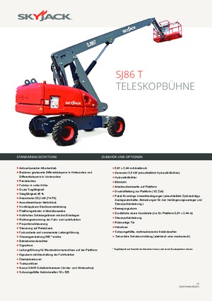 व्हील्ड टेलीस्कोपिक बूम लिफ्ट Skyjack SJ 86 T