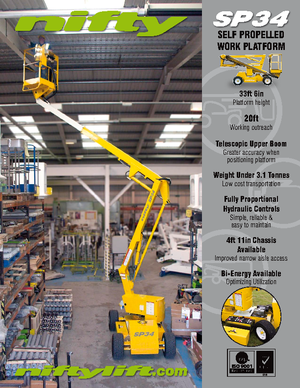 व्हील्ड आर्टिकुलेटिंग बूम लिफ्ट Niftylift SP 34 Narrow