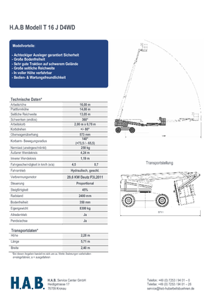 व्हील्ड टेलीस्कोपिक बूम लिफ्ट HAB T 16 JD 4WD