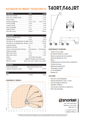 व्हील्ड टेलीस्कोपिक बूम लिफ्ट Snorkel T40RT