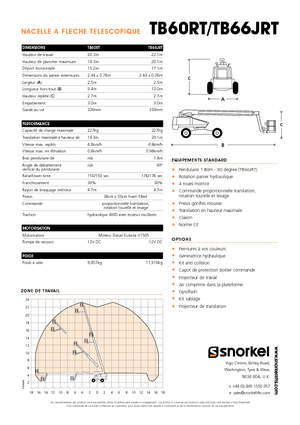 व्हील्ड टेलीस्कोपिक बूम लिफ्ट Snorkel T60RT
