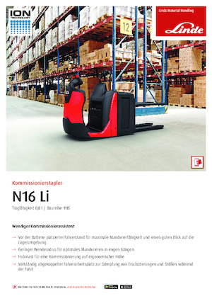 ऑर्डर पिकर और चेरी पिकर फोर्कलिफ्ट Linde N16Li
