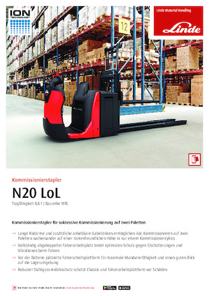 ऑर्डर पिकर और चेरी पिकर फोर्कलिफ्ट Linde N20LoL