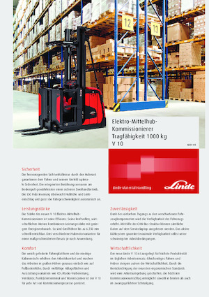 ऑर्डर पिकर और चेरी पिकर फोर्कलिफ्ट Linde V10 Std