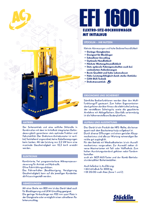 पैलेट स्टेकर सिट डाउन राइडर Stöcklin EFI 1600