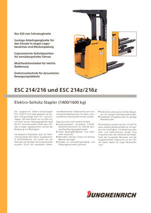 पैलेट स्टेकर सिट डाउन राइडर Jungheinrich ESC 214