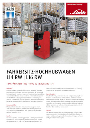पैलेट स्टेकर सिट डाउन राइडर Linde L14RW
