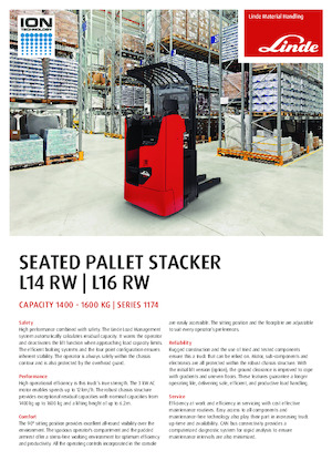 पैलेट स्टेकर सिट डाउन राइडर Linde L14RW