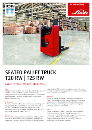 पैलेट ट्रक सिट डाउन राइडर Linde T25RW
