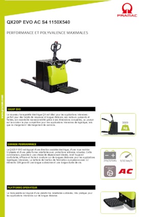 पैलेट ट्रक स्टैंड अप राइडर प्लेटफॉर्म PRAMAC Lifter QX 20 P EVO