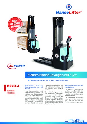 वॉकी स्टेकर HanseLifter E-DH1239MG