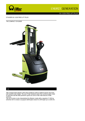 वॉकी स्टेकर PRAMAC Lifter GX 12/28 Plus Free Lift