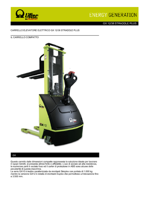 वॉकी स्टेकर PRAMAC Lifter GX 12/38 Straddle Plus