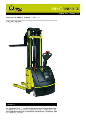 वॉकी स्टेकर PRAMAC Lifter LX 14/45 Triplex-Free Lift