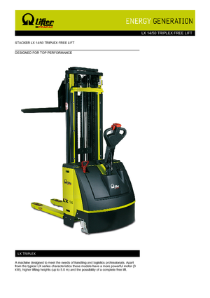 वॉकी स्टेकर PRAMAC Lifter LX 14/50 Triplex-Free Lift