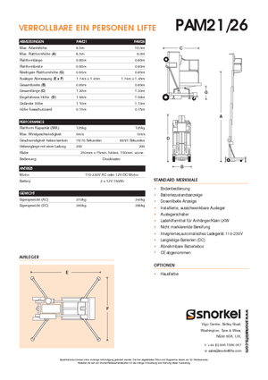 सिंगल वर्टिकल मास्ट बूम लिफ्ट Snorkel PAM26AC