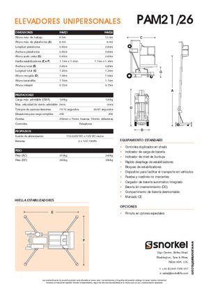 सिंगल वर्टिकल मास्ट बूम लिफ्ट Snorkel PAM26AC