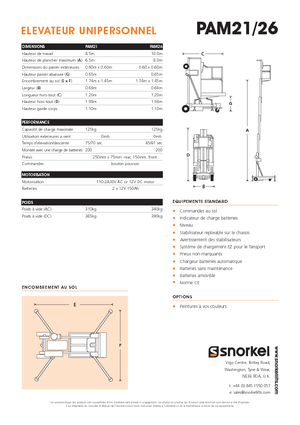 सिंगल वर्टिकल मास्ट बूम लिफ्ट Snorkel PAM26AC
