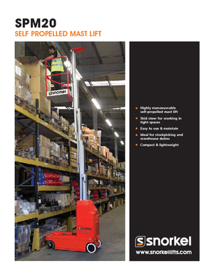 सिंगल वर्टिकल मास्ट बूम लिफ्ट Snorkel SPM20