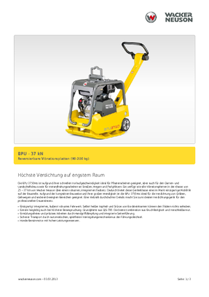 रिवर्सिबल वाइब्रेटरी प्लेट कॉम्पेक्टर Wacker Neuson BPU3750A