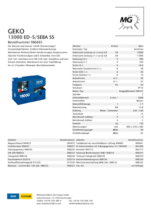 गैसोलीन पावर जनरेटर Geko ® 13000 ED-S/SEBA