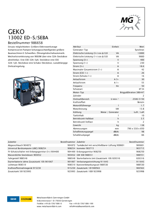 गैसोलीन पावर जनरेटर Geko ® 13002 ED-S/SEBA